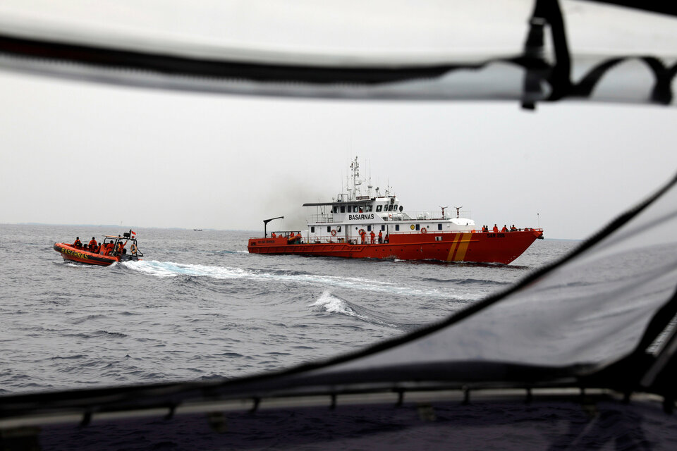 A rescue ship is seen near the location of the Lion Air flight JT-610 crash during rescue operations off the north coast of Karawang district, West Java, on Tuesday. (Reuters Photo/Beawiharta)