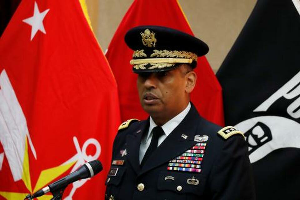 General Vincent K. Brooks, commander of the US Forces Korea (USFK) speaks during the mutual repatriation ceremony of soldiers' remains between South Korean and US at the Seoul National Cemetery in Seoul, South Korea on July 13, 2018. (Reuters Photo/Jeon Heon-kyun)
