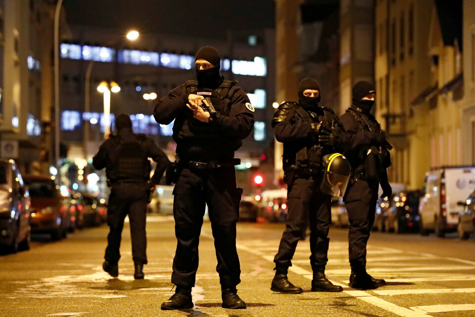 French special police forces secure an area during a police operation where the suspected gunman, Cherif Chekatt, who killed three people at a Christmas market in Strasbourg, was killed, in the Meinau district in Strasbourg, France, on Thursday. (Reuters Photo/Christian Hartmann)