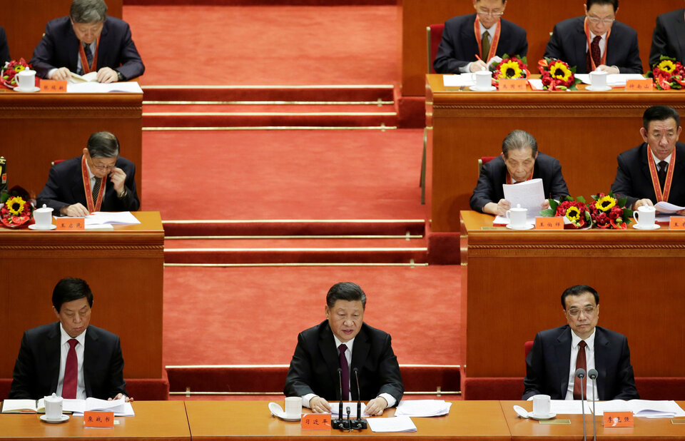 Chinese President Xi Jinping speaks at an event marking the 40th anniversary of China's reform and opening up at the Great Hall of the People in Beijing, China December 18, 2018. REUTERS/Jason Lee