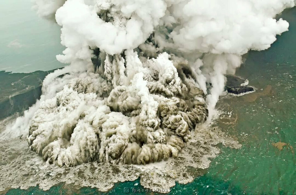 A plume of ash rises as Anak Krakatau erupts in Indonesia, December 23, 2018, in this picture obtained from social media. (Susi Air/via Reuters)