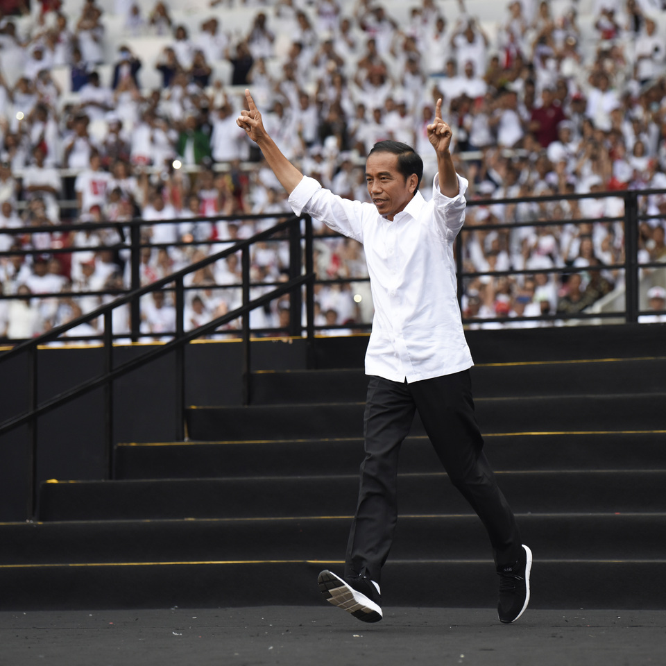 The market has high hopes for President Joko 'Jokowi' Widodo's second term. (Antara Photo/Ismar Patrizki)