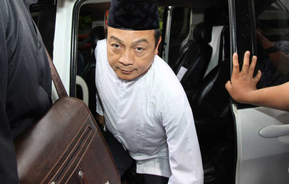 Bachtiar Nasir, the former chairman of the National Movement to Safeguard the Indonesian Ulema Council's Fatwa (GNPF-MUI), is reportedly in Saudi Arabia to attend an event at the invitation of the Muslim World League. (Antara Photo)