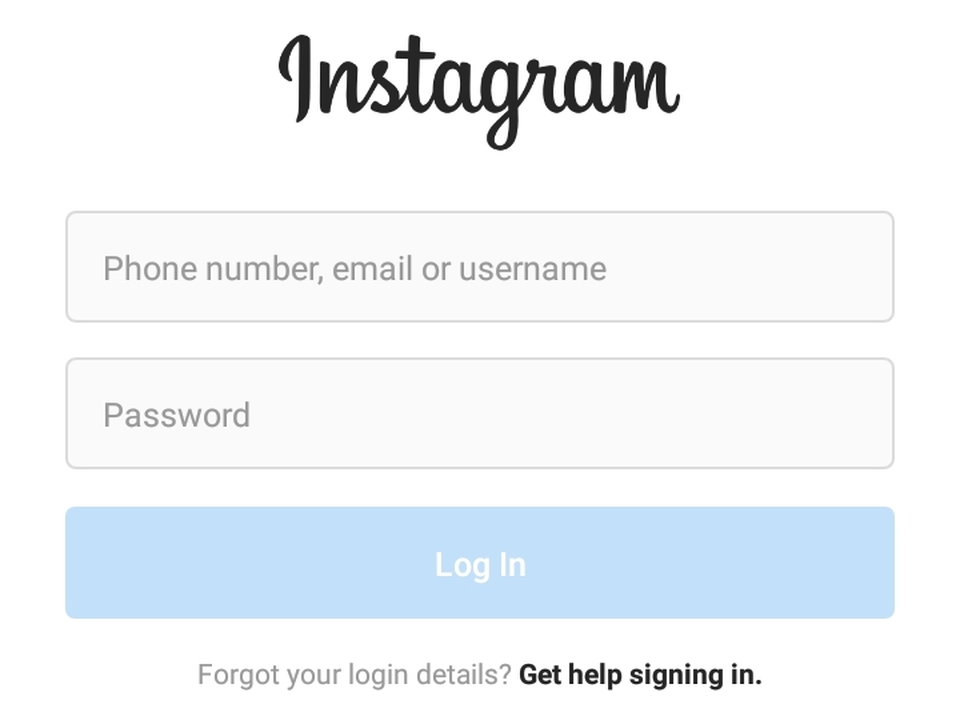 A screenshot of Instagram's login page.