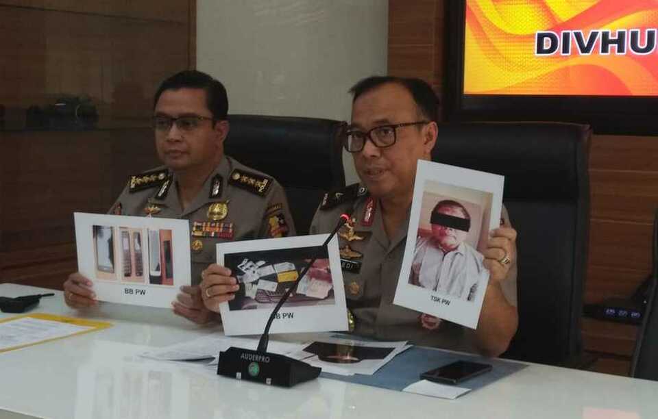 The National Police release photos of suspected Jemaah Islamiyah leader Para Wijayanto in Jakarta on July 1, 2019. (B1 Photo/Farouk Arnaz)
