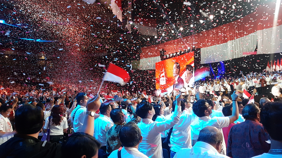 Jokowi's supporters at Sentul International Convention Center on Sunday. (JG Photo/Nur Yasmin)