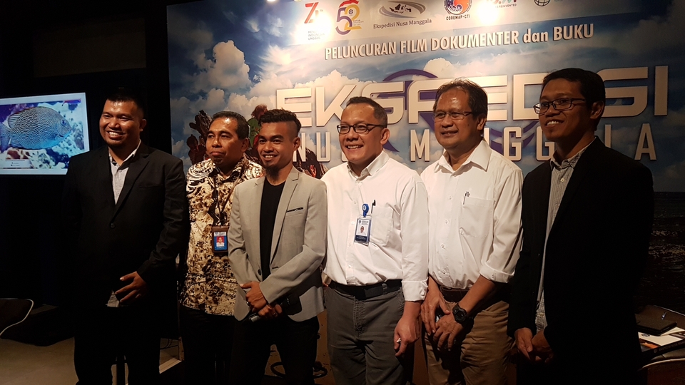 LIPI's Nusa Manggala expedition team after the screening of the documentary in Jakarta on Thursday. (JG Photo/Nur Yasmin)