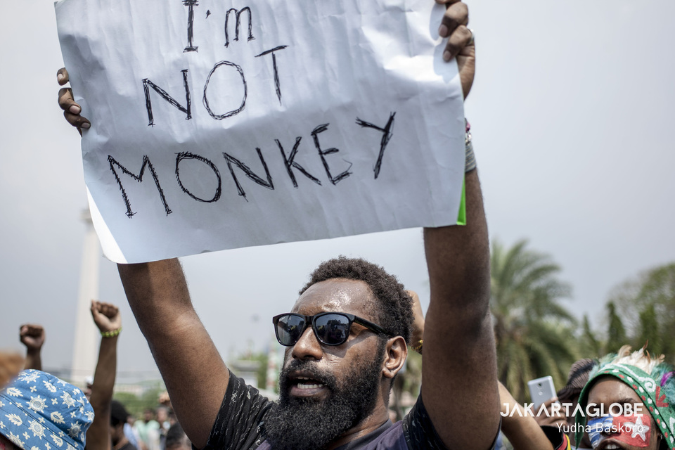 Mobs had called Papuan students "monkey" in Surabaya last week. (JG Photo/Yudha Baskoro)
