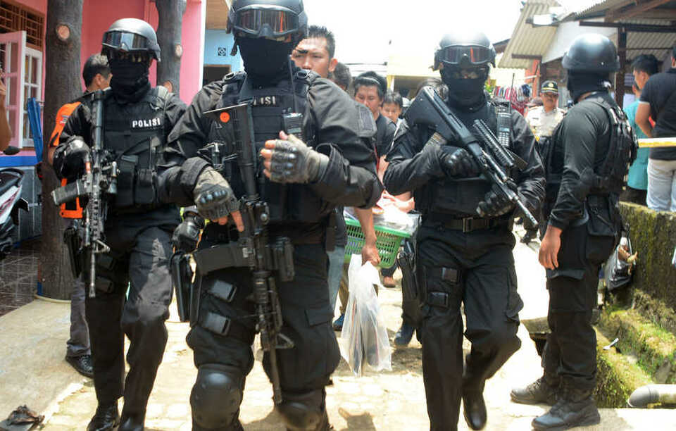 Members of counterterrorism squad Detachment 88. (Antara Photo)
