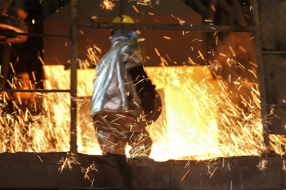 A worker is seen at a nickel smelter of state-run mining company Antam in Kolaka, Southeast Sulawesi, on August 16, 2019. (Antara photo)