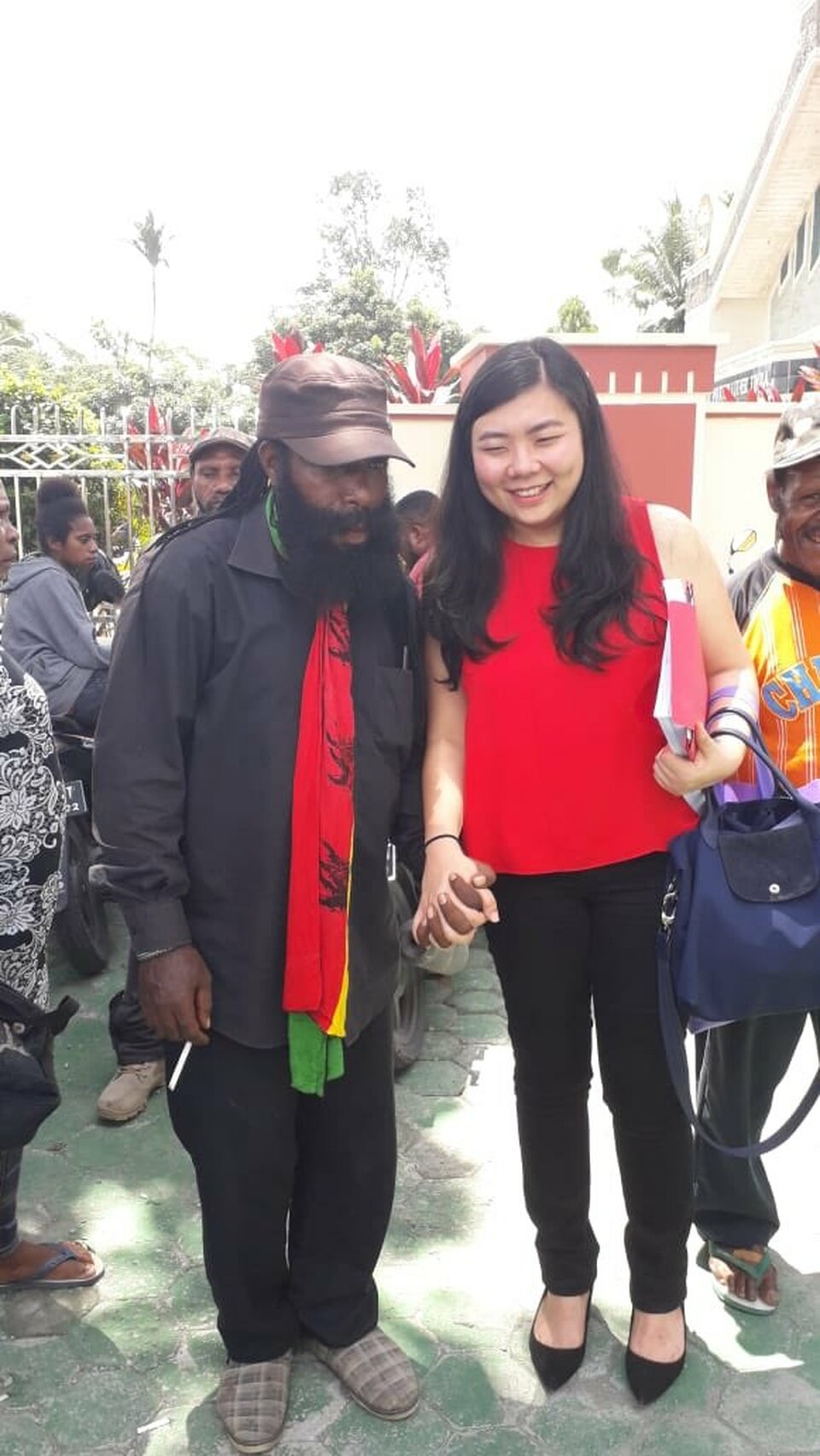 East Java Police have named Veronika Koman, left, a lawyer for the West Papua National Committee (KNPB), a suspect, based on witness testimonies. (Photo courtesy of Twitter/VeronicaKoman)