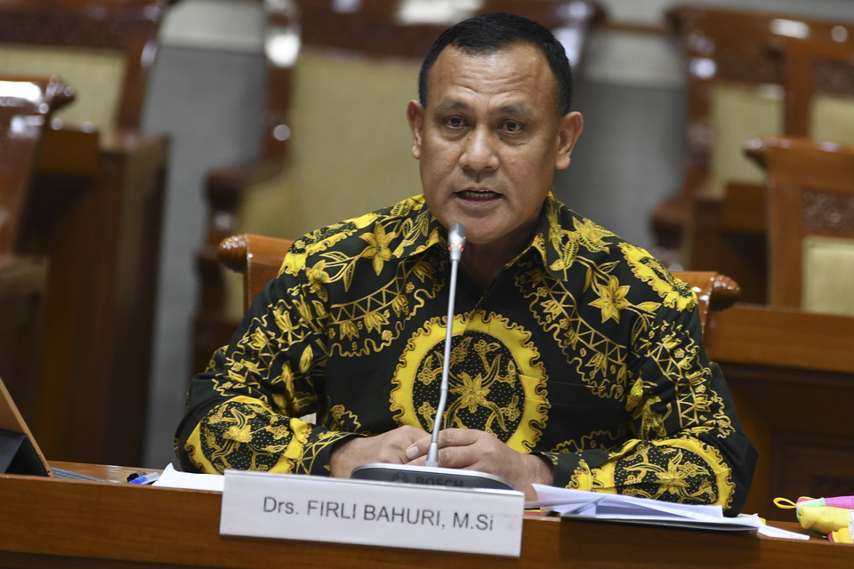 Newly elected head of Indonesia's anti-graft agency, the Corruption Eradication Commission (KPK), former South Sumatra Police chief Firli Bahuri. (Antara Photo/Nova Wahyudi).
