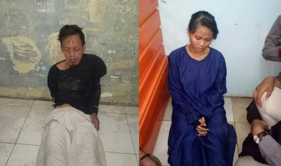 A composite photo handed out by the Pandeglang District Police in Banten shows Syahril Alamsyah, left, and his wife Fitri Andriana, who allegedly attacked Chief Security Minister Wiranto while he was on a visit to the district on Thursday. (B1 Photo)