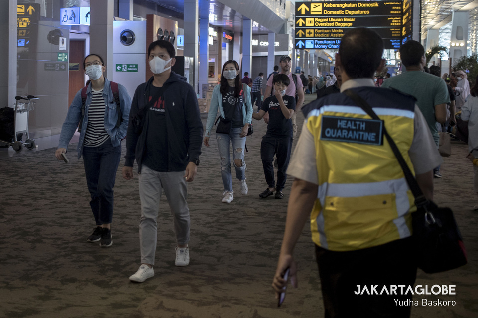 Passengers arrive at Soekarno-Hatta International Airport in Tangerang, Banten, on Jan. 28. (JG Photo/Yudha Baskoro)