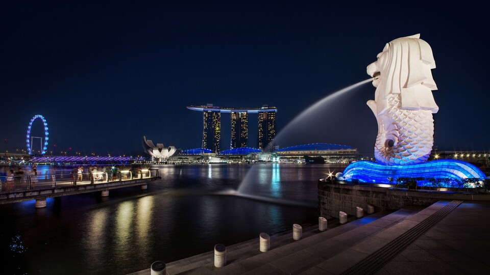 Singapore's iconic Merlion statue. The mythical creature with the head of a lion and the body of a fish is the official mascot of the city-state. (Photo courtesy of the Singapore Tourism Board)