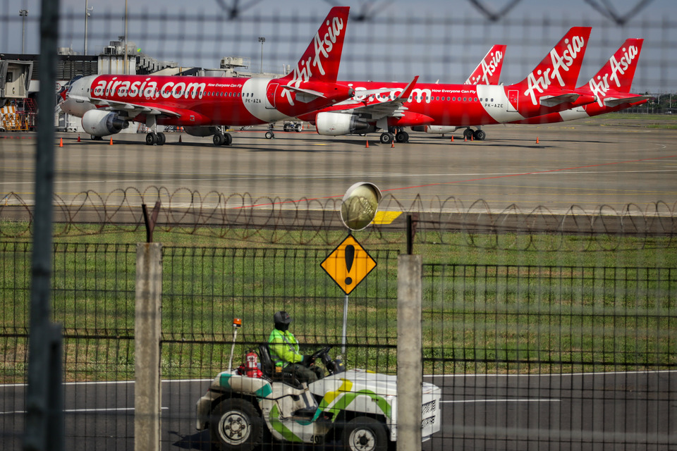 AirAsia planes parked on the tarmac at Soekarno-Hatta International Airport in Tangerang, Banten, last month. (Antara Photo/Fauzan)