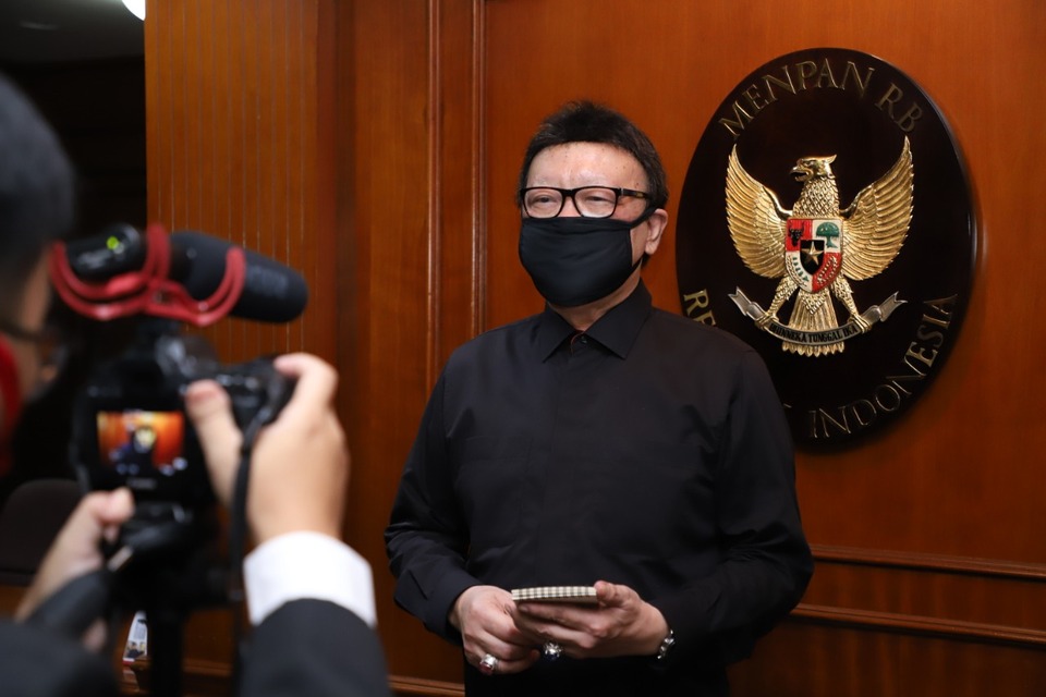 Administrative and Bureaucracy Reforms Minister Tjahjo Kumolo on Monday. (Photo courtesy of the Administrative and Bureaucracy Reforms Ministry)