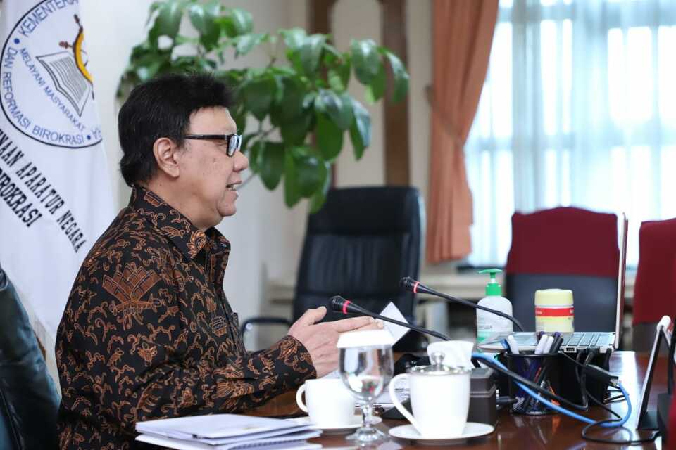 Administrative and Bureaucracy Reforms Minister Tjahjo Kumolo on Thursday. (Photo courtesy of the Administrative and Bureaucracy Reforms Ministry) 