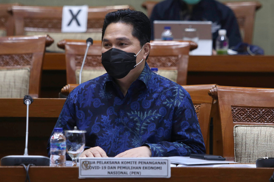 State-Owned Enterprises Minister Erick Thohir attends a discussion with lawmakers at the House of Representative's office in Jakarta last August. (SP Photo/Ruht Semiono)