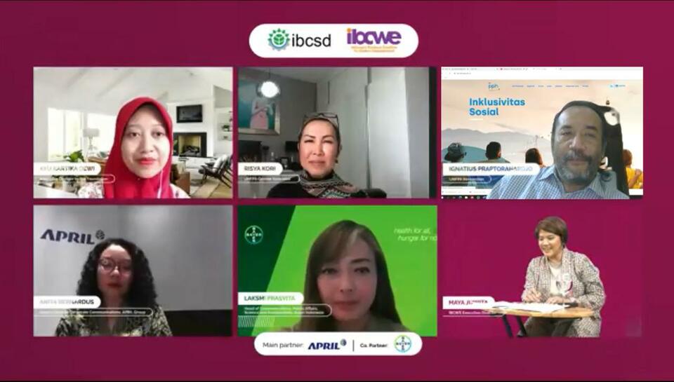 A webinar on gender equality and women empowerment held by the Indonesia Business Council for Sustainable Development (IBCSD) on Oct. 27, 2020. (Photo Courtesy of APRIL Group)