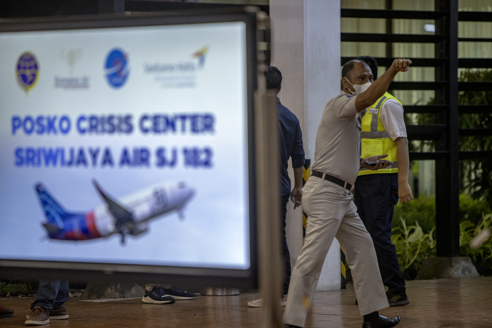 The latest situation at a Sriwijaya Air Crisis Center in Soekarno Hatta International Airport in Tangerang, Banten on Saturday. (JG Photo/Yudha Baskoro)