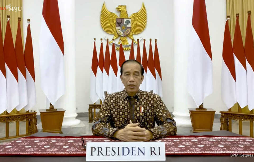 President Joko "Jokowi" Widodo announces an extension of Level 4 PPKM on Tuesday in a televised briefing Tuesday. (B1 Photo)
