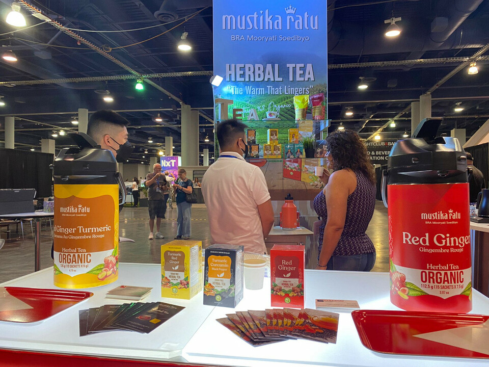 Mustika Ratu products displayed at the World Tea Expo on June 28-30, 2021 at Las Vegas Convention Center in the US. (Photo Courtesy of Mustika Ratu)
