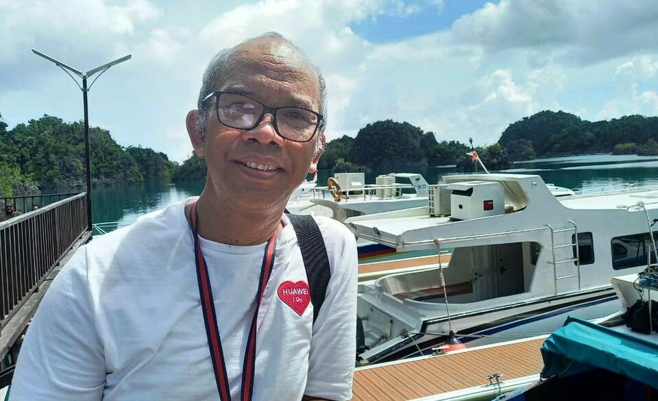 Ridwan Effendi, associate professor with the Bandung Institute of Technology, poses for Jakarta Globe during a trip with Huawei at Raja Ampat maritime resort in West Papua, Nov. 25, 2021. (JG Photo)
