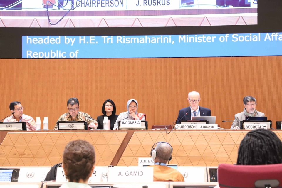 Social Affairs Minister Tri Rismaharini speaks at the 27th session of the Committee on the Rights of Persons with Disabilities (CPRD) dialogue forum on Aug. 18, 2022. (Photo Courtesy of Social Affairs Ministry)
