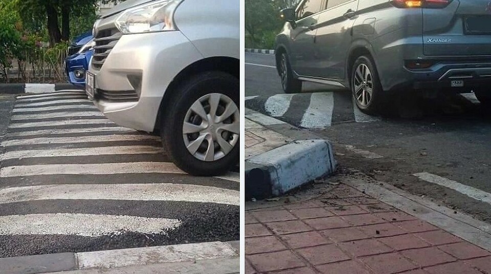 Photos circulating on social media platforms show the street bump in Sunter, North Jakarta which causes many motorcyclists to crash on August 25, 2022. (Beritasatu)