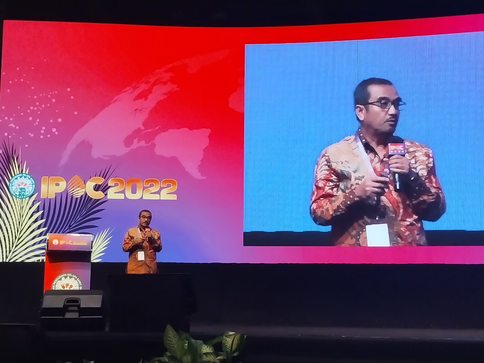 Gapki foreign affairs head Fadhil Hasan speaks at the 2022 Indonesian Palm Oil Conference (IPOC) in Bali on Nov. 4, 2022. (JG Photo/Jayanty Nada Shofa)