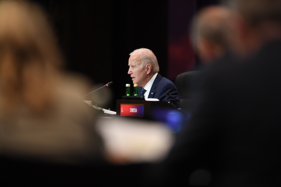 US President Joe Biden speaks during a side event of the G20 Summit in Nusa Dua, Bali, on November 15, 2022. (Antara photo)