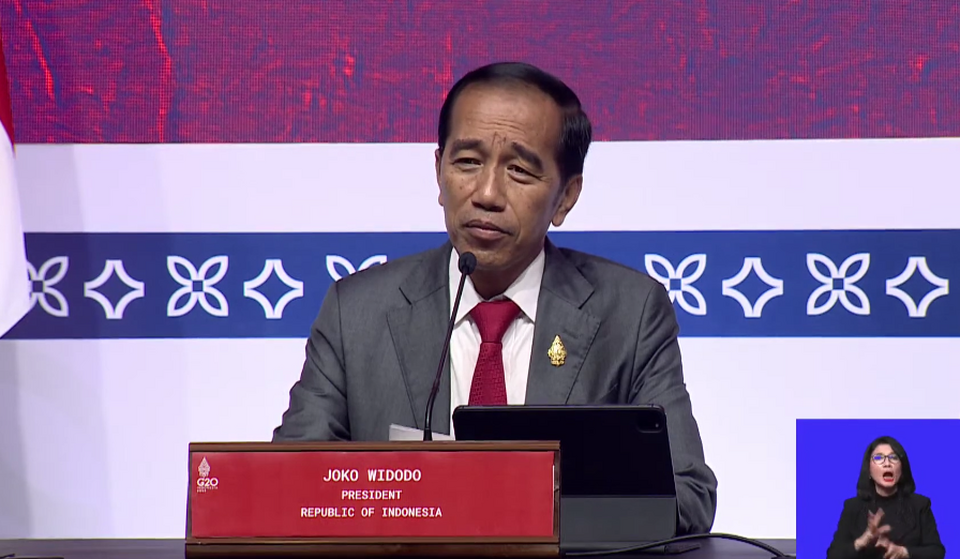 President Joko "Jokowi" Widodo holds a press conference after the G20 Summit in Bali on Nov. 16, 2022. (JG Screenshot)