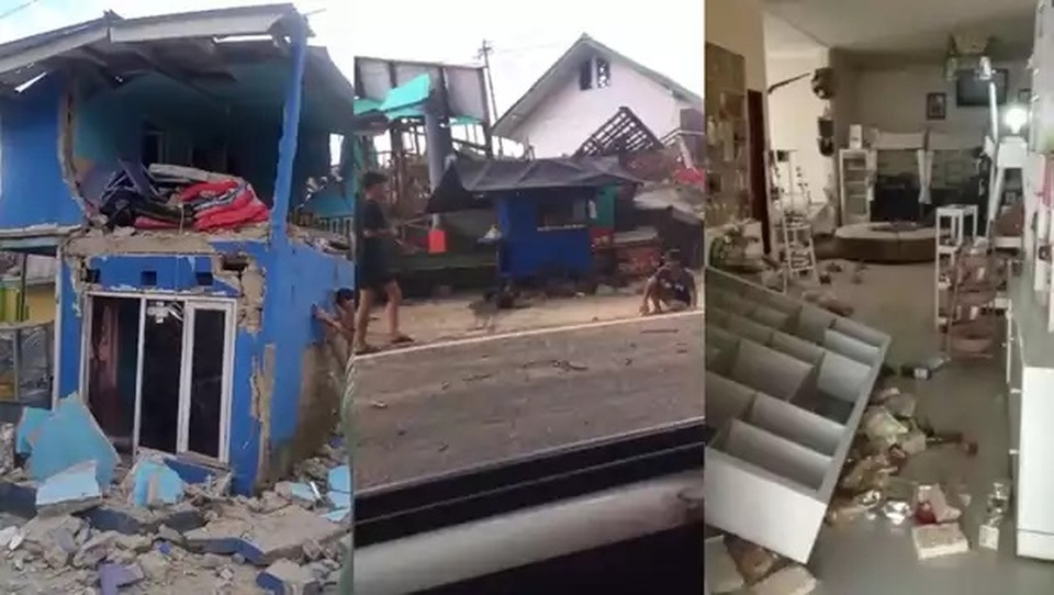 A montage of photos from the aftermath of an earthquake in Cianjur, West Java, on November 21, 2022. (Beritasatu)