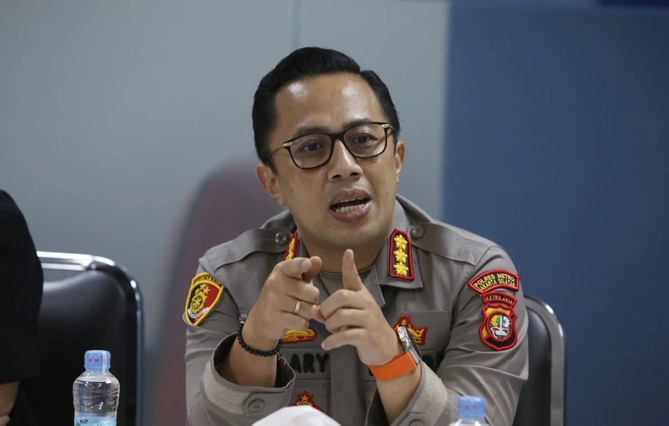 South Jakarta Police Chief Ade Ary Syam Indradi speaks during a visit at B-Universe newsroom in Jakarta on January 13, 2023. (Mohammad Defrizal)