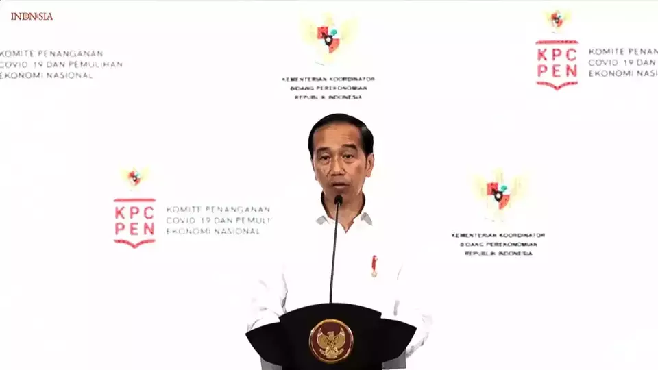 President Joko Widodo delivers a speech during the meeting of the National Committee for Covid-19 Handling and National Economic Recovery (PC-PEN) in Jakarta on January 26, 2023. (BTV/Pudja Lestari)