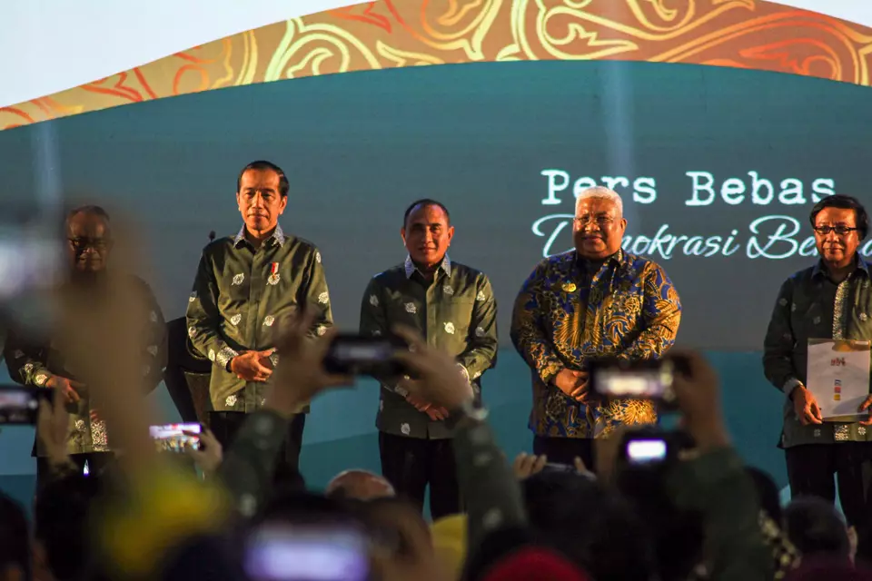 President Joko "Jokowi" Widodo attends the 2023 National Press Day ceremony in Medan, North Sumatera, on Feb. 9, 2023. (Antara Photo/Yudi)