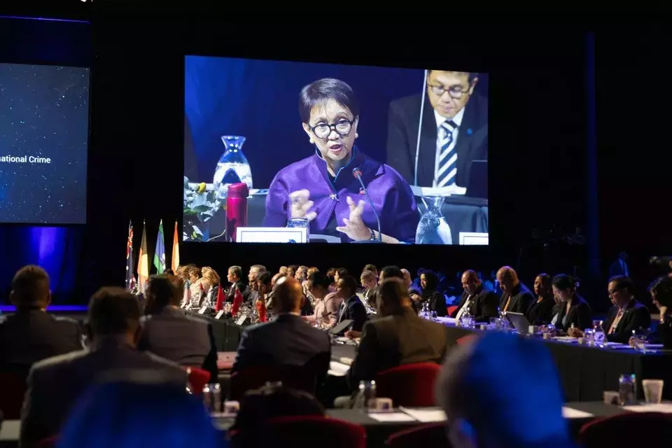 Foreign Affairs Minister Retno Marsudi co-chairs the 8th Bali Process ministerial conference in Adelaide, Australia, on Feb. 9-10, 2023. (Photo Courtesy of Foreign Affairs Ministry)
