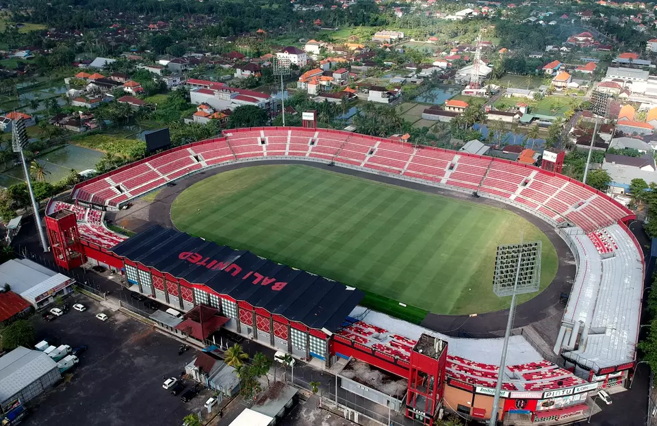 The aerial photo of Kapten I Wayan Dipta Stadium in Gianyar, Bali, was taken on March 12, 2023. The stadium is one of six venues proposed to host U-20 World Cup matches in Indonesia. (Antara Photo/Fikri Yusuf)