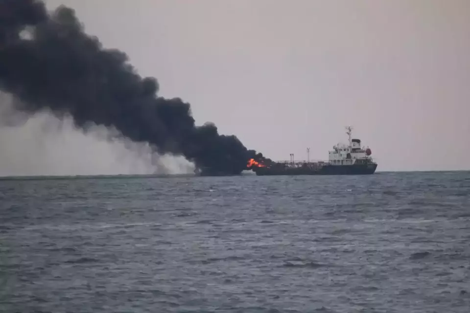 MT Christin tanker chartered by Pertamina catches fire off West Nusa Tenggara on March 26, 2023. (B-Universe Photo)