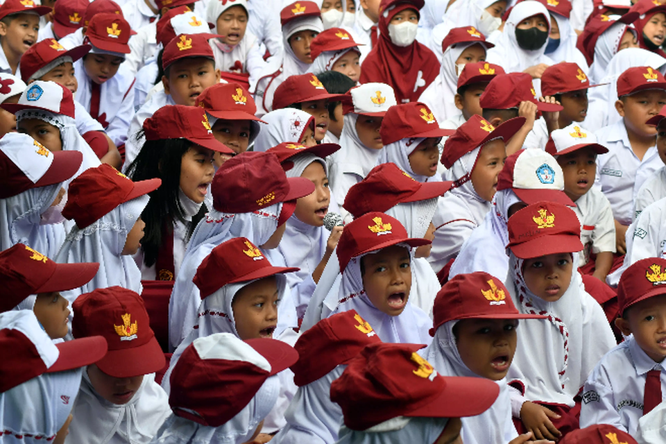 A photo illustration of Indonesian elementary school students. (Antara Photo)