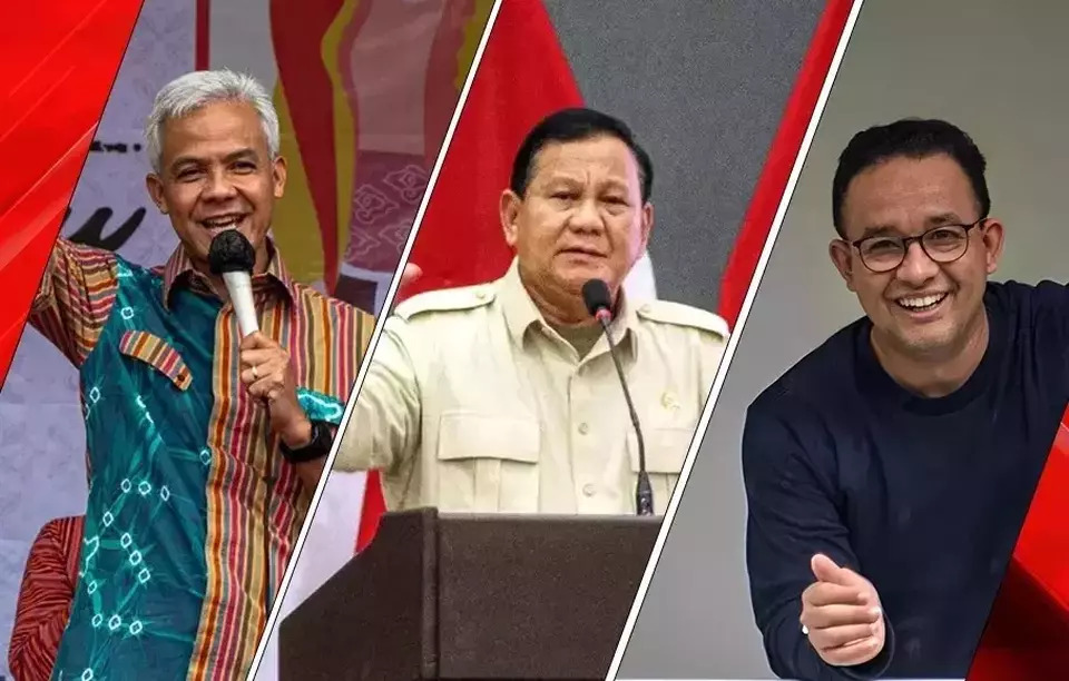 Prospective presidential candidates, from left: Ganjar Pranowo, Prabowo Subianto, and Anies Baswedan. (Beritasatu Photo)