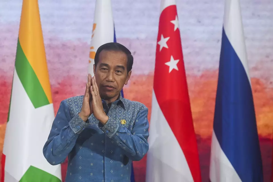 President Joko "Jokowi" Widodo leaves the room after he gives a press statement on the 42nd ASEAN Summit in Labuan Bajo on May 11, 2023. (POOL/Antara Photo/Rivan Awal Lingga)