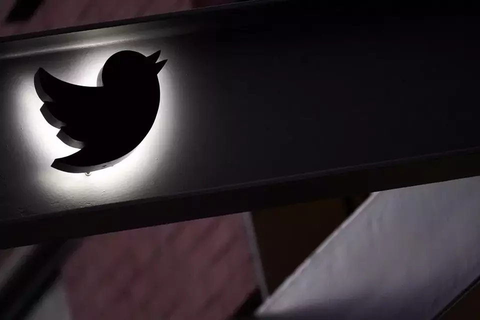 FILE - The Twitter logo is seen on the awning of the building that houses the Twitter office in New York, Wednesday, Oct. 26, 2022. (AP Photo/Mary Altaffer, File)