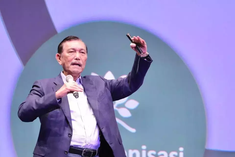 Chief Investment Affairs Minister Luhut Binsar Pandjaitan speaks at the 2023 Indonesia Net Zero Summit in Jakarta on June 24, 2023. (Photo Courtesy of the Coordinating Ministry for Maritime and Investment)