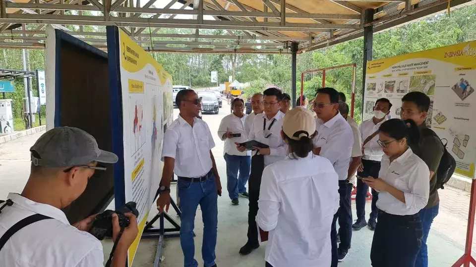 Pertamina president commissioner Basuki Tjahja "Ahok" Purnama visits the construction grounds of Nusantara in East Kalimantan on July 11, 2023. (Photo Courtesy of Nusantara Capital City Authority Body)