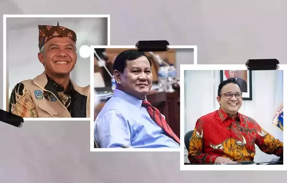 From left: Central Java Governor Ganjar Pranowo, Defense Minister Prabowo Subianto, and former Jakarta Governor Anies Baswedan. (Beritasatu photo)