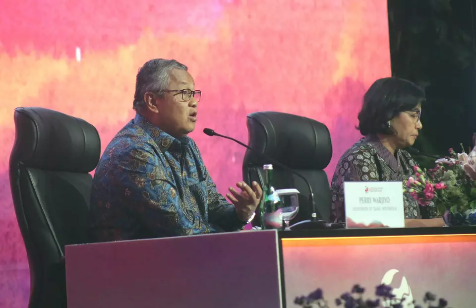 Bank Indonesia Governor Perry Warjiyo gives a press statement at the end of the 10th ASEAN Finance Ministers and Central Bank Governors Meeting in Jakarta on August 25, 2023. (B Universe Photo/Joanito De Saojoao)
