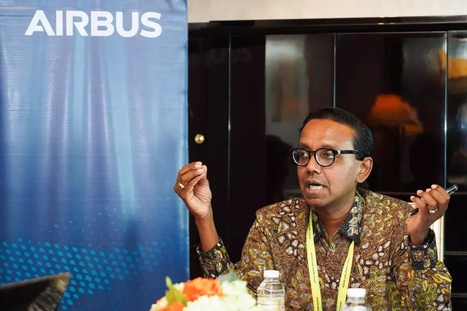 Airbus President Asia-Pacific Anand Stanley speaks during a seminar in Jakarta, Wednesday, Sept. 6, 2023. (Handout)