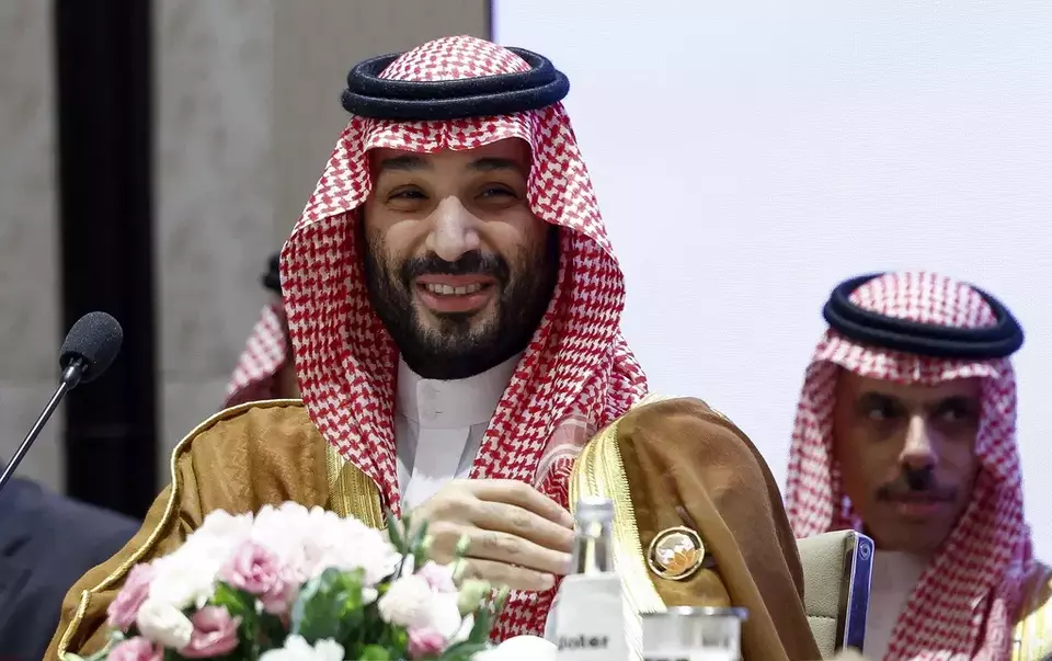 Saudi Arabian Crown Prince Mohammed bin Salman Al Saud attends the Partnership for Global Infrastructure and Investment event on the day of the G20 summit in New Delhi, India, Sept. 9, 2023. (AP Photo/Evelyn Hockstein, Pool)